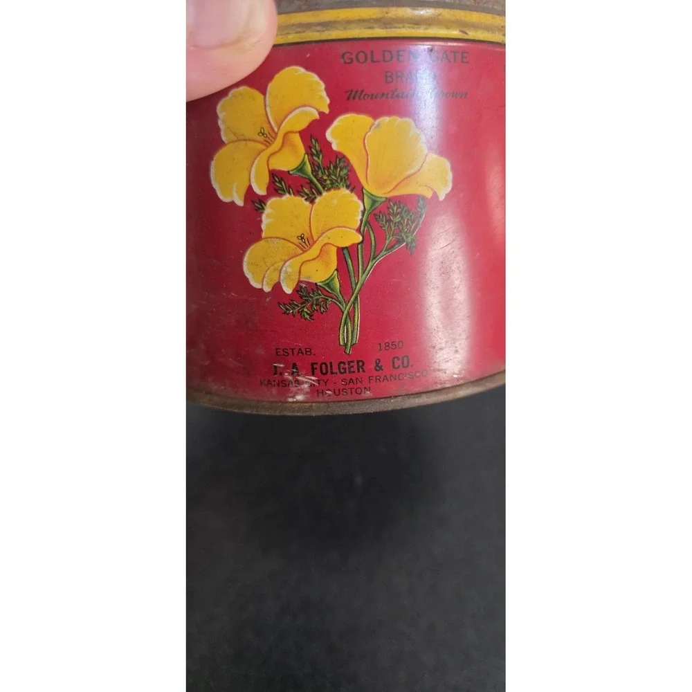 3pc Vintage Folgers 1931 Kansas City Coffee Tin Can Coffee Antique Metal No Lids